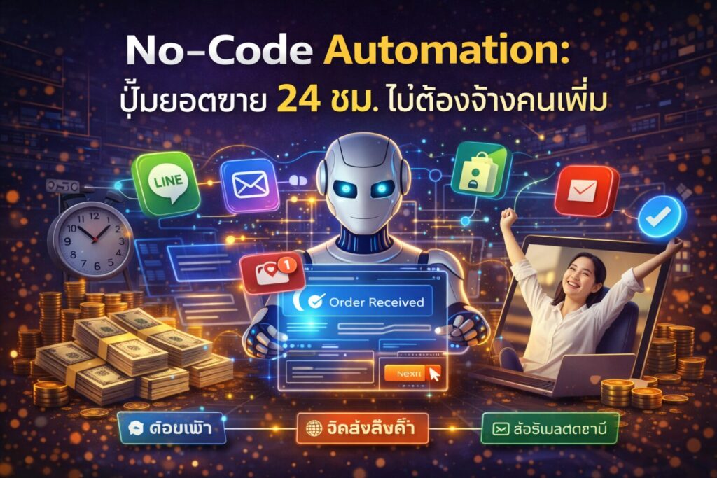 Marketing Automation, No-Code, ระบบตอบกลับอัตโนมัติ, ลดงานแอดมิน, Digital Transformation