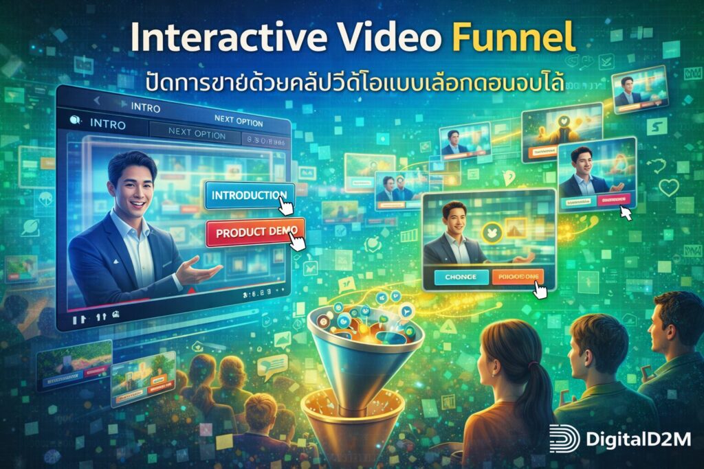 Interactive Video Funnel, วิดีโอแบบโต้ตอบ, Video Marketing 2026, Shoppable Video, Personalized Content