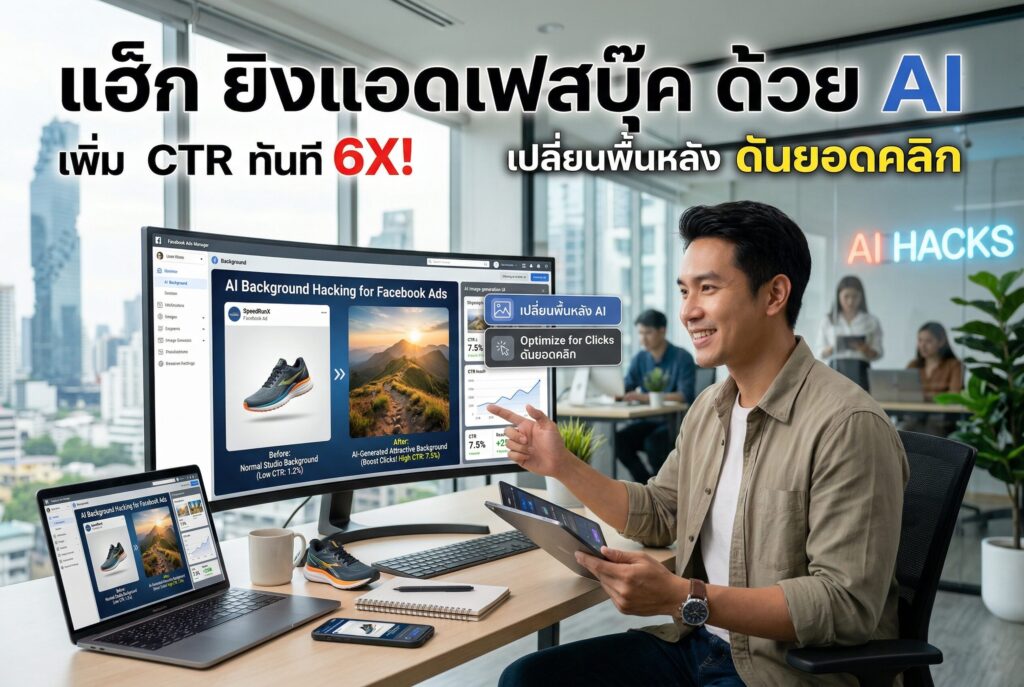 ยิงแอดเฟสบุ๊ค, Facebook Ads 2026, แคตตาล็อกสินค้า, AI เปลี่ยนพื้นหลัง, ยอดคลิก