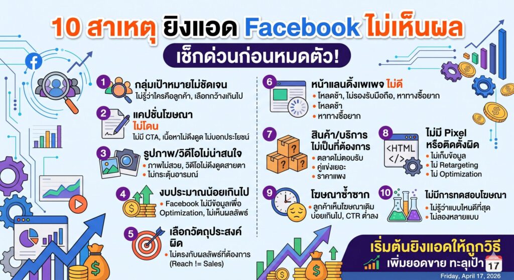 ยิงแอด Facebook ไม่เห็นผล, โฆษณา Facebook, การตลาดออนไลน์, เพิ่มยอดขาย