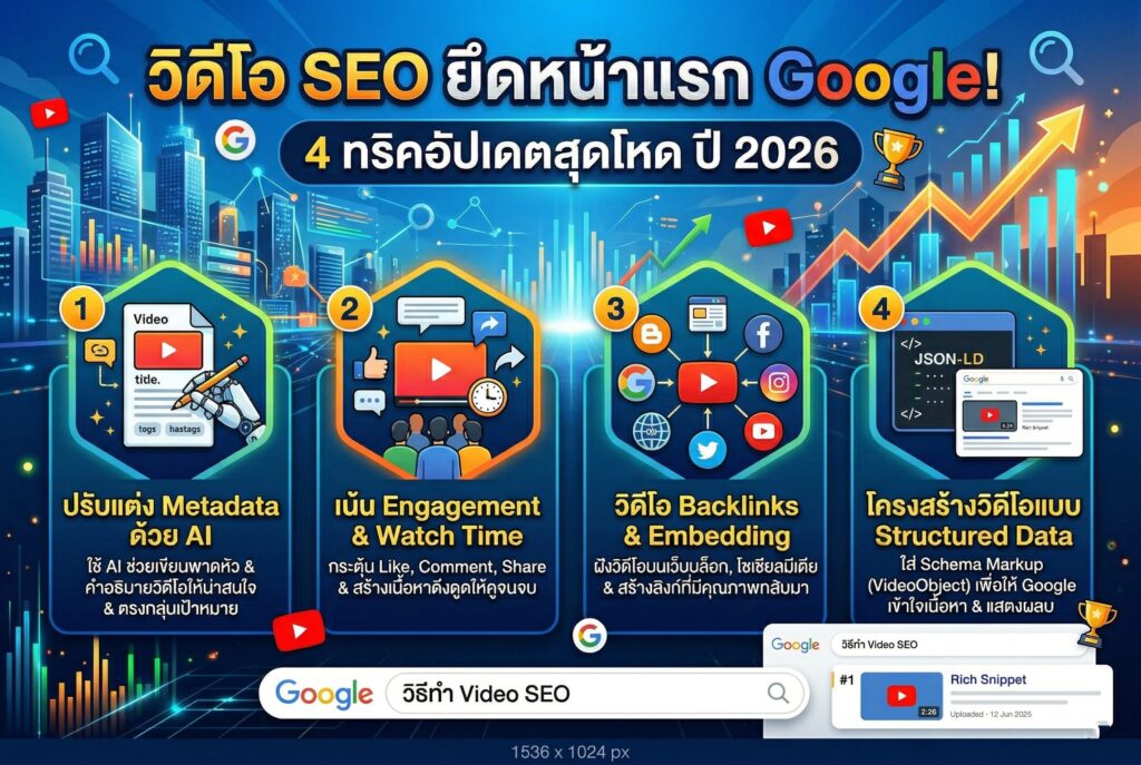 วิดีโอ SEO, อัปเดต SEO, รับทำ SEO, การตลาดออนไลน์, หน้าแรก Google