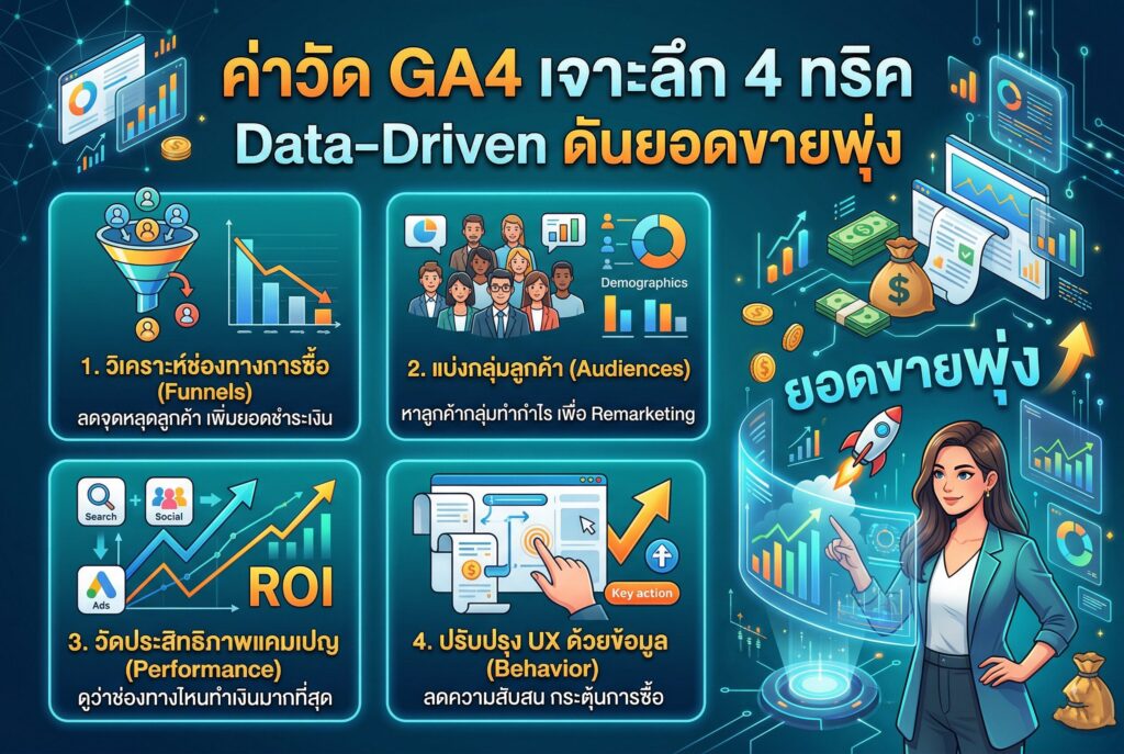 ค่าวัด GA4, วิเคราะห์เว็บไซต์, ยิงแอด Google, การตลาดออนไลน์, ตัวจัดการโฆษณา