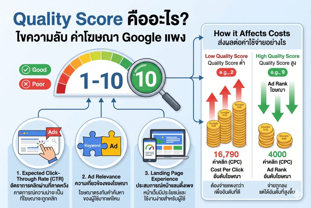 Quality Score คืออะไร, ค่าโฆษณา Google แพง, ยิงแอด Google, การตลาดออนไลน์, เพิ่มยอดขาย