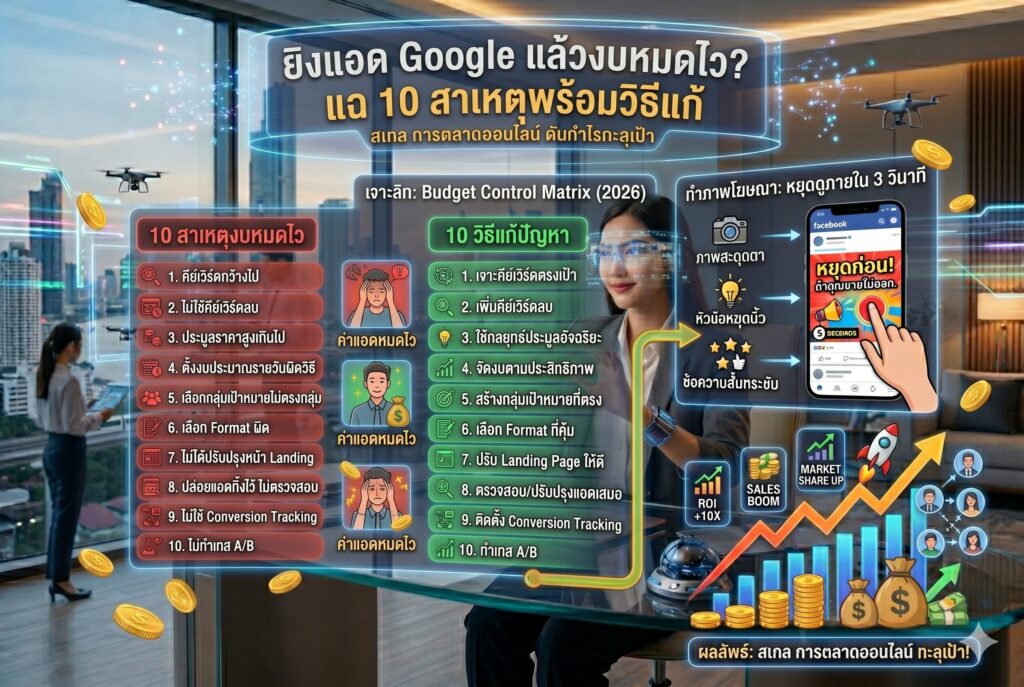 ยิงแอด Google, โฆษณา Google, งบหมดไว, การตลาดออนไลน์, คีย์เวิร์ด