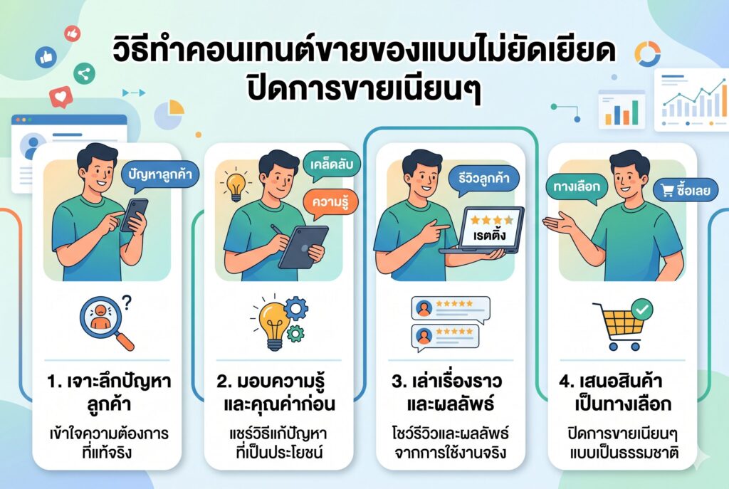 วิธีทำคอนเทนต์ขายของแบบไม่ยัดเยียด, ทำคอนเทนต์ขายของ, การตลาดออนไลน์, เพิ่มยอดขาย, คอนเทนต์มาร์เก็ตติ้ง