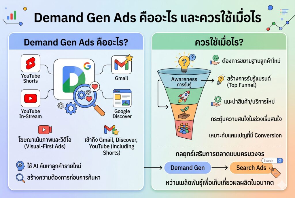 Demand Gen Ads คืออะไร, โฆษณา Google, การตลาดออนไลน์, เพิ่มยอดขาย, หาลูกค้าใหม่