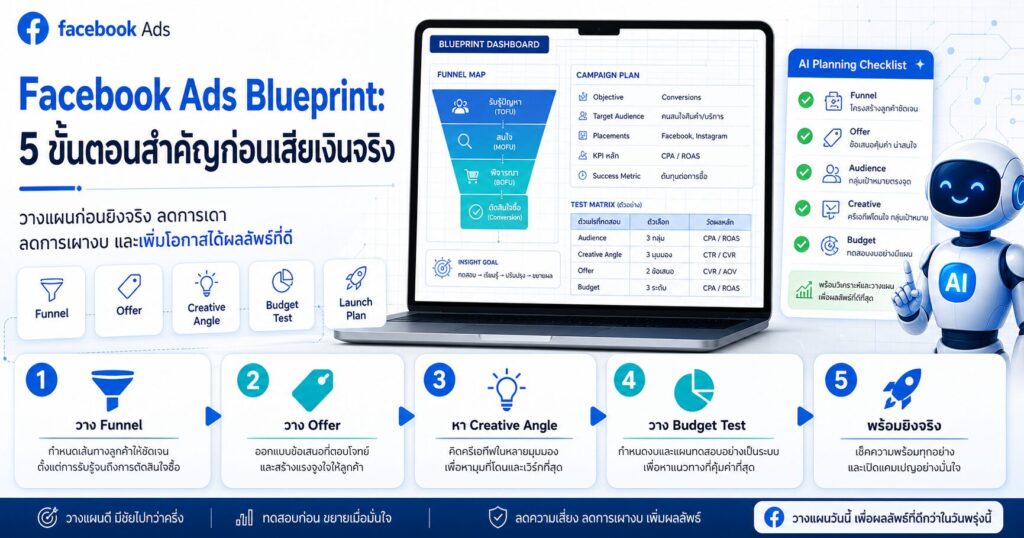 Facebook Ads Blueprint, Facebook Ads 2026, AI วางแผนแคมเปญ, Campaign Map, กลยุทธ์ยิงแอด