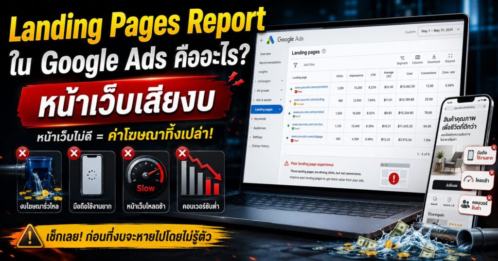 Landing Pages Report, Landing Pages Report คืออะไร, Google Ads, Conversion Rate, Expanded Landing Pages