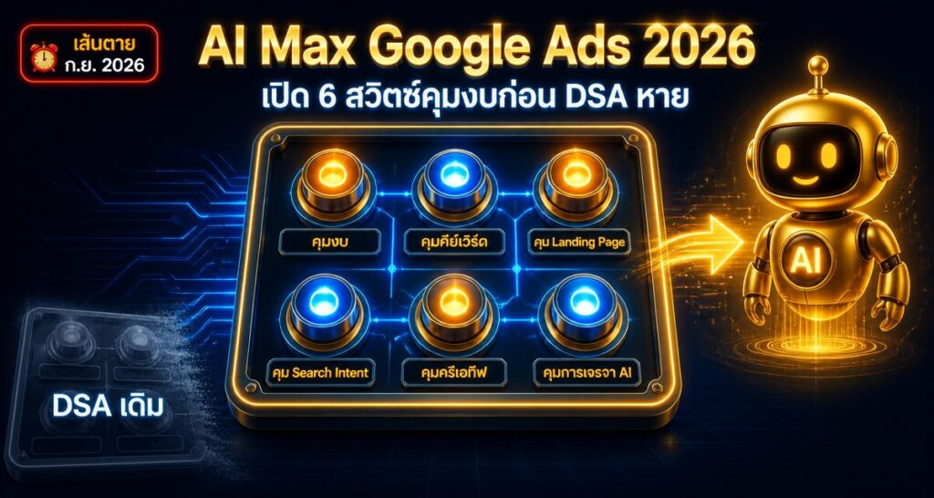 AI Max Google Ads 2026: เปิด 6 สวิตช์คุมงบก่อน DSA หาย